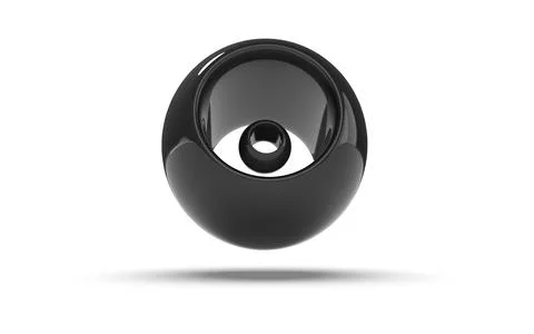 Black abstract spherical side view, glossy modern graphic design element Stock Illustration