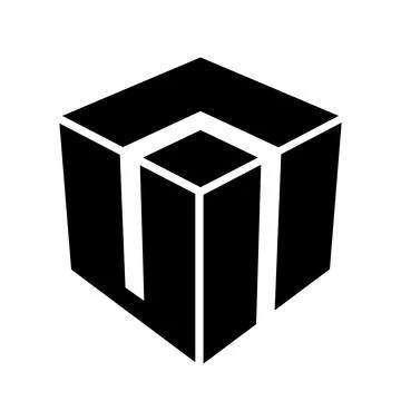 Black Abstract Split Cube Icon Stock Illustration