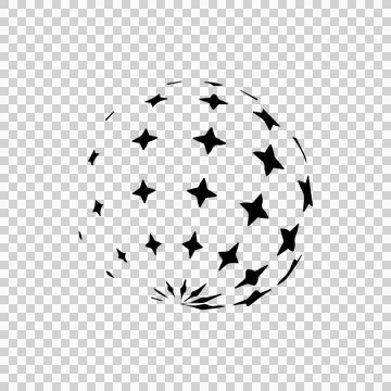 Black abstract star globe element vector Stock Illustration