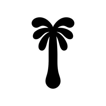 Black abstract symmetrical palm tree shape. Stylized palm tree silhouette Stock Illustration