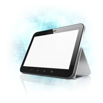 Black abstract tablet computer (tablet pc) with stand on digital イラスト素材