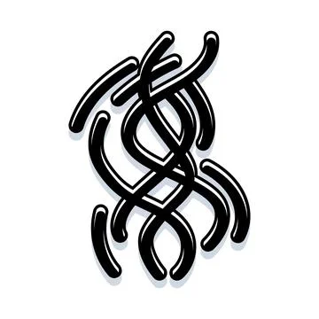 Black abstract tangled curvy lines artistic design Stock Illustration