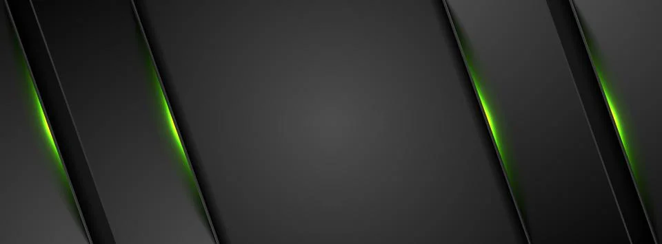 Black abstract tech background with green glowing light 스톡 일러스트