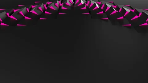 Black abstract technological background with cubes glowing pink 動画素材 128258444