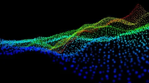 Black abstract texture background with glittery colored shiny bokeh spheres Foto stock