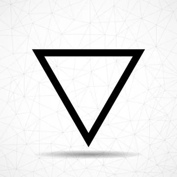 Black abstract triangle logo isolated on white background. Vector design element Illustrazione stock