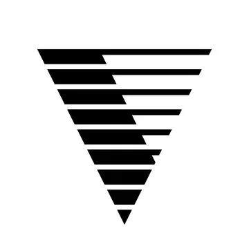 Black Abstract Triangular Letter V Icon with Horizontal Stripes Stock Illustration