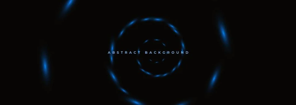 Black abstract vector background with blue neon lights spiral Stock Illustration