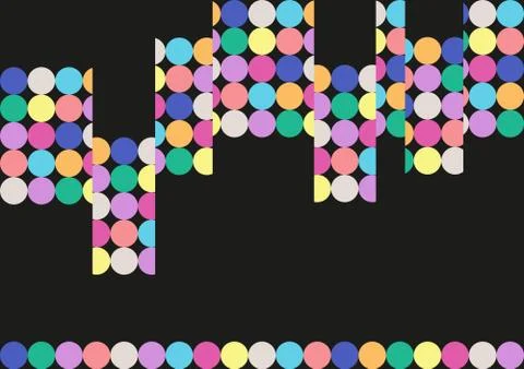 Black abstract vector background with rainbow colored circles Illustration