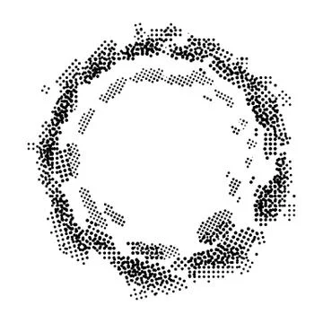 Black abstract vector circle frame halftone dots logo emblem design element f Stock Illustration