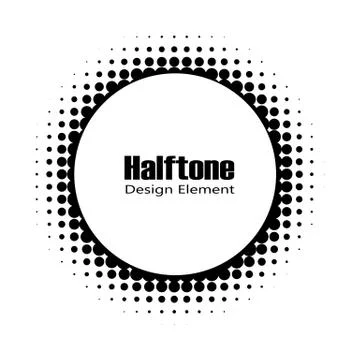 Black abstract vector circle frame halftone dots logo emblem design element f Stock Illustration