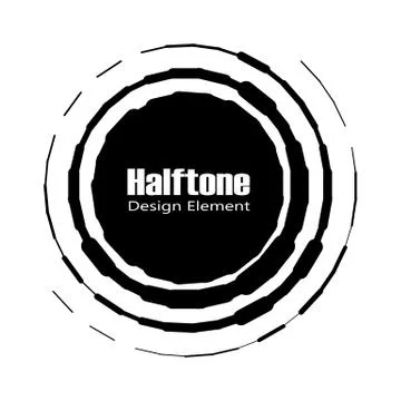 Black abstract vector circle frame halftone dots logo emblem design element f Stock Illustration