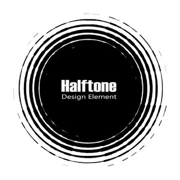 Black abstract vector circle frame halftone dots logo emblem design element f Illustrazione stock