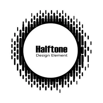 Black abstract vector circle frame halftone dots logo emblem design element f Stock Illustration
