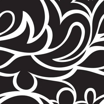 Black abstract vector seamless pattern isolated on white background.Monochrome Stock Illustration