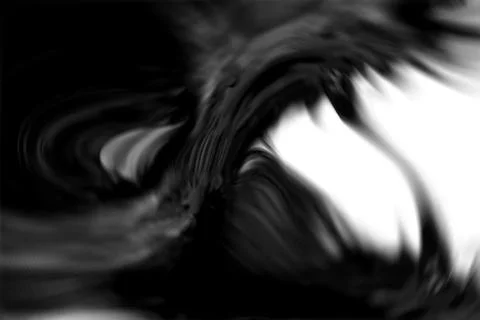 Black abstract wave, light and shadow shapes, smooth flowing black painting Stock Illustration