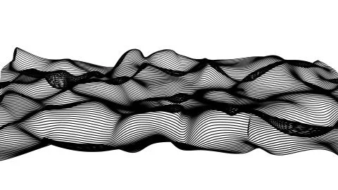 Black abstract waves on white background - shape made of lines Stock Illustration