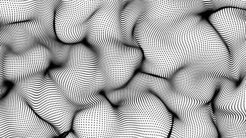 Black abstract waves on white background - shape made of dots Illustrazione stock