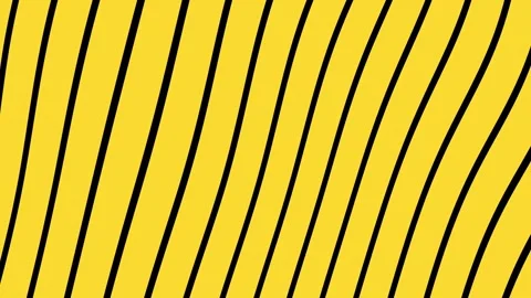 Black abstract wavy lines animated on a yellow background animated backdrop Vidéo 296684259