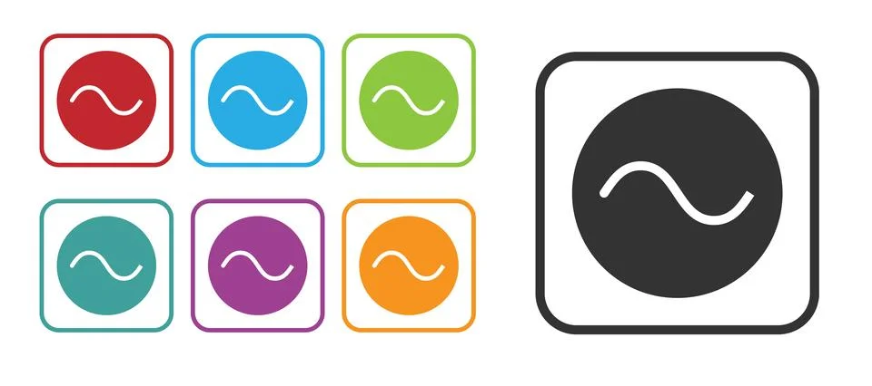 Black AC voltage source symbol icon isolated on white background. Alternati.. Stock Illustration