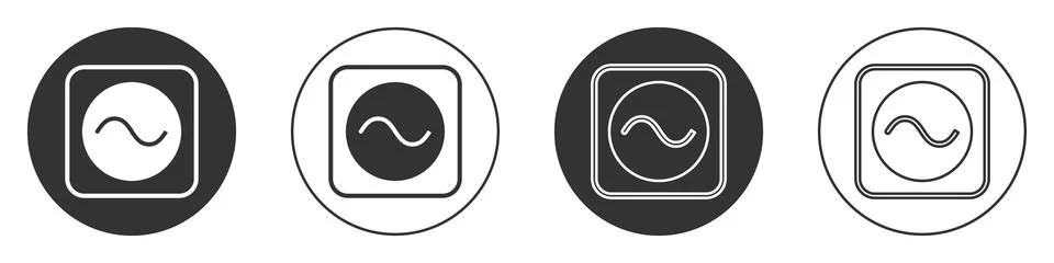 Black AC voltage source symbol icon isolated on white background. Alternati.. Stock Illustration