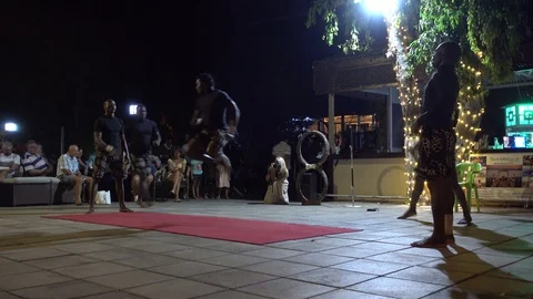 Black acrobats with jumping rope Stock Footage 85704278