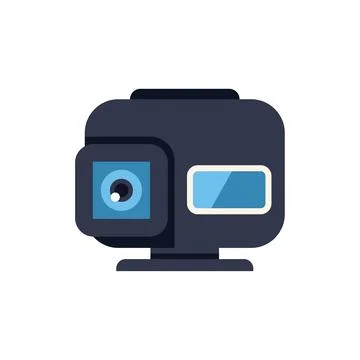 Black action camera showing lens and blue screen Stock Illustration
