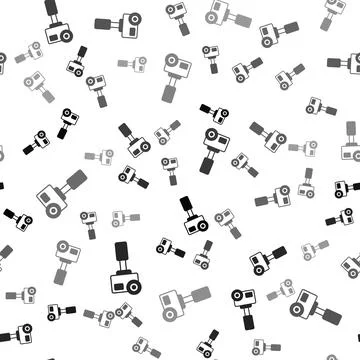 Black Action extreme camera icon isolated seamless pattern on white backgro.. 스톡 일러스트
