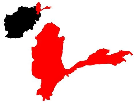 Black Afghanistan map vector showing provinces with highlighted Badakhshan Stock Illustration