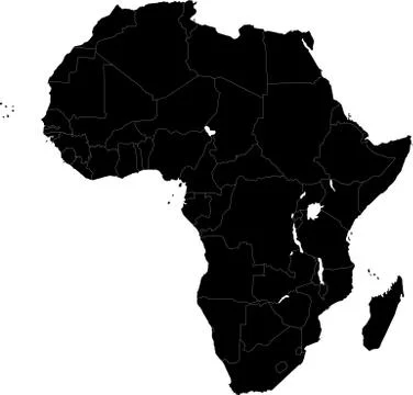 Black africa map Stock Illustration