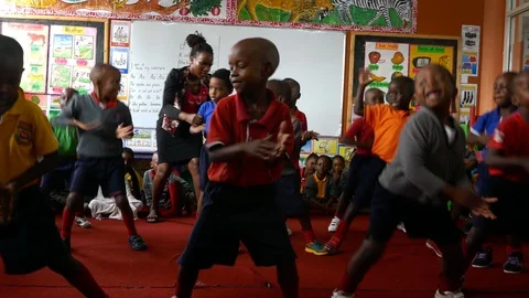Black African boys are practicing dance  Stock Footage 98090117