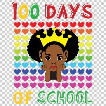 Black Afro 100 Days Of School Heart Pattern arranging in Stock Illustration