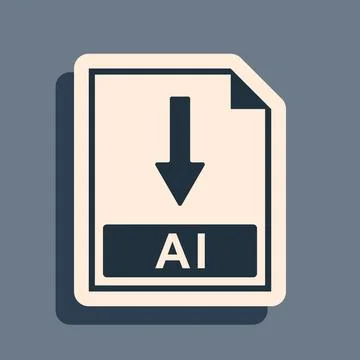 Black AI file document icon. Download AI button icon isolated on grey background 스톡 일러스트