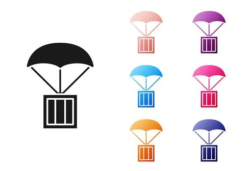 Black Airdrop box icon isolated on white background. Set icons colorful. Vector Stock Illustration