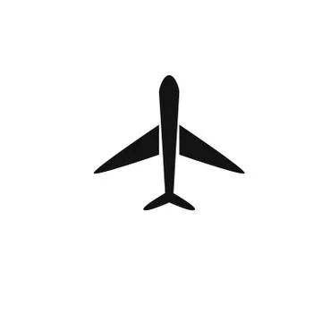 Black airplane flat vector icon Stock Illustration