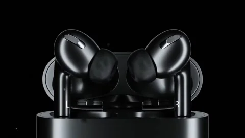 Black airpod rotating on black backgroun... | Stock Video | Pond5