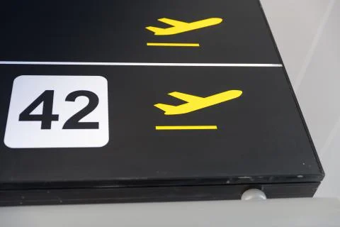 Black Airport Pointers - Gate direction Stock Photos