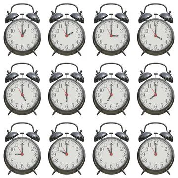 Black Alarm Clock Set 스톡 사진