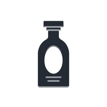 Black Alcohol drink Rum bottle icon isolated on white background.  Vector Stock Illustration