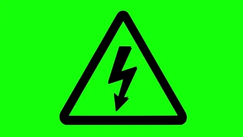 Black alert high voltage sign line boil effect animation Video stock 342829981