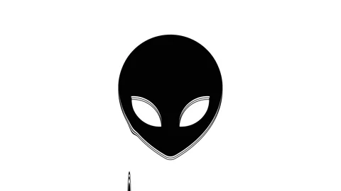 Black Alien icon isolated on white background. Extraterrestrial alien face or Stock Footage 233776729