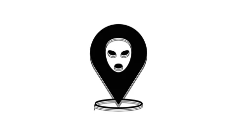 Black Alien icon isolated on white background. Extraterrestrial alien face or Stock Footage 233965787