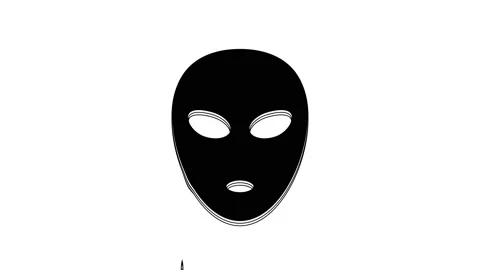 Black Alien icon isolated on white background. Extraterrestrial alien face or Stock Footage 233966040