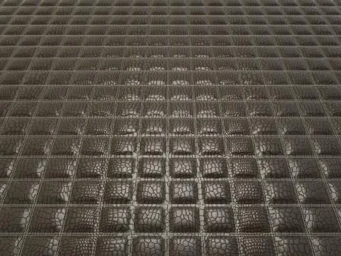 Black alligator skin with stitched rectangles 스톡 사진