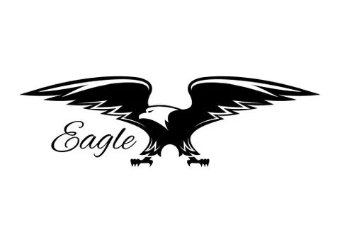 Black american eagle with spread wings icon Stock Illustration