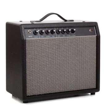 A black amp on a white background Stock Photos