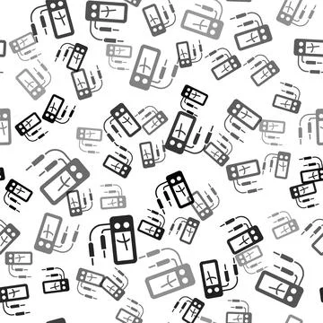 Black Ampere meter, multimeter, voltmeter icon isolated seamless pattern on Stock Illustration