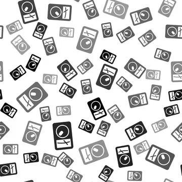 Black Ampere meter, multimeter, voltmeter icon isolated seamless pattern on Illustrazione stock