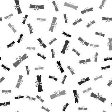 Black Ancient papyrus scroll icon isolated seamless pattern on white backgr.. Stock Illustration