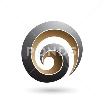 Black and Beige 3d Glossy Swirl Shape Vector Illustration Stock Illustration